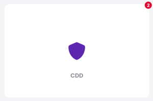 De CDD-tegel met een paars schildicoon en een rode badge met het getal 2.