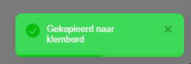 Groene melding "Gekopieerd naar klembord" nadat het token is aangemaakt.