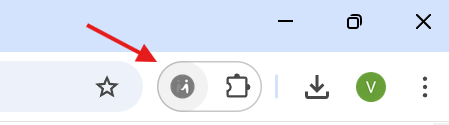 De browserbalk van Chrome, met een rode pijl naar het vastgepinde pictogram van de vraagposten plugin.