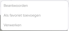 Menu bij een document in het bericht met de opties Beantwoorden, Als favoriet toevoegen en Verwerken.